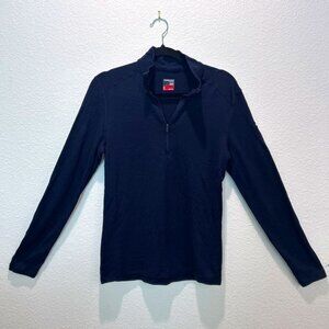 Icebreaker Merino 260 Tech Long Sleeve Half Zip Wool Thermal Top Navy Small